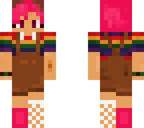 retro pink hair person, rainbow