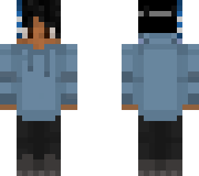 blue jacket and kitsune side mask