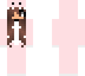 brown hair / light pink dino onzie