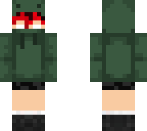 frog hoodie red and black hair
