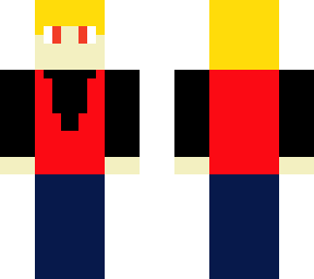 kid with blond hair and red vest and black shirt and blue jeans