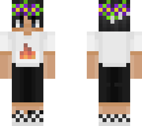 sapnap with a flower crown and shorts