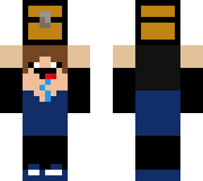noob kid holding a chest