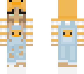 blonde girl with ducky overalls! <3