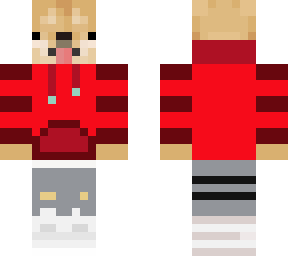 doge with red hoodie and jeans