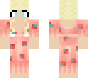 girl with braides and strawberry dress