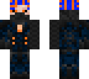 orange/blue prosthetic arm half face future war machine