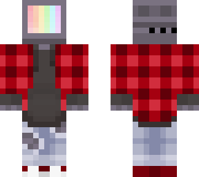 tv head but with red plaid jacket