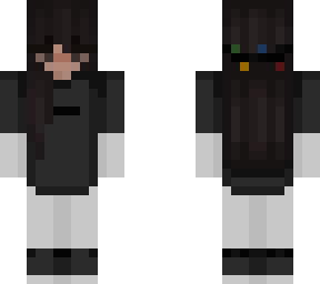 black shirt gray pants