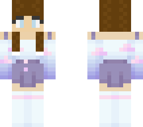 girl with braides, cloud shirt and jean shorts