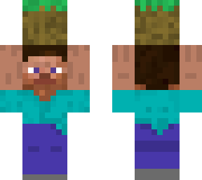 steve holding a grass block