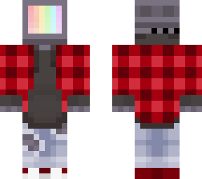 tv head but with red plaid jacket