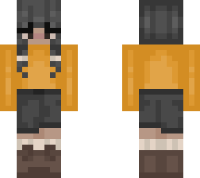 black hair yellow shirt