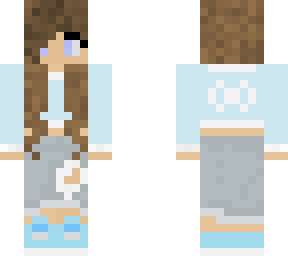 blue girly gamer outfit brown hair
