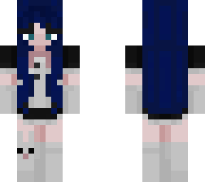 blue haired maid
