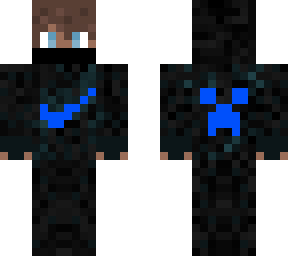boy in dark creeper-nike hoodie with dark blue glow effects