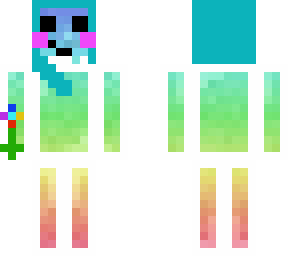 girl rainbow slime with white trim about to give a flower to its boyfriend