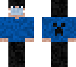 minecraft boi skin skin with a mask and a creeper on the back