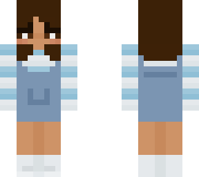 mixed girl with blue striped shirt w/ overalls