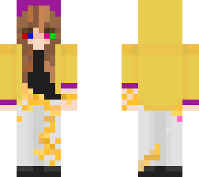 purple, yellow hood