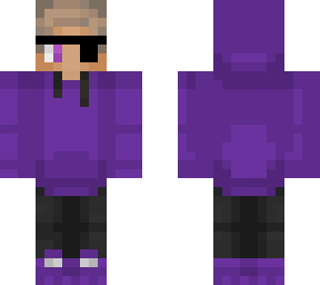 purpled skin with a hood over half of his head and an eye bandage thing