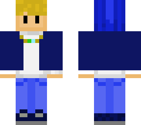 blonde wilbur wearing blue jacket and jeans and beanie