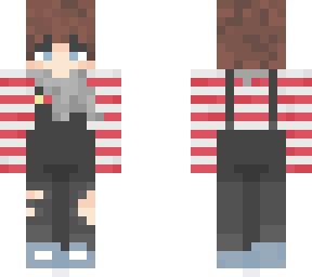 boy in red n white overalls