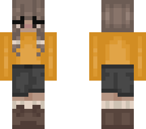 brown hair yellow shirt