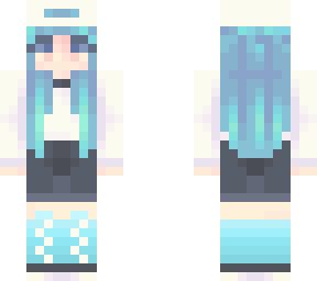 cool girl with blue hair and hat