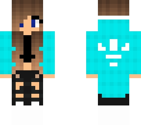 cute girl in turquois jacket and black crop top