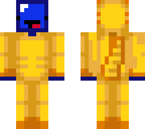 dark blue derp in a golden axolotl suit