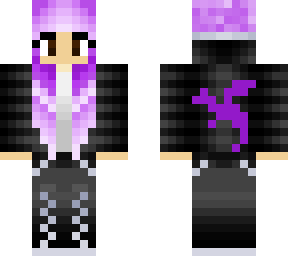 dragon girl with purple hair and headphones