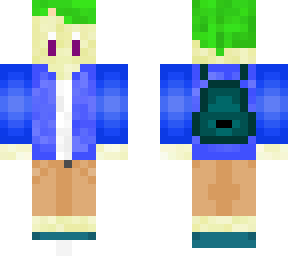 green hair school boy