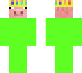 green pig in a suit with crown