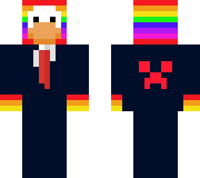 rainbow penguin in a suit