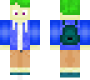 green hair school boy