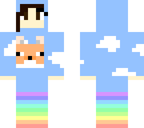 clouds and a fox with rainbow shoes
