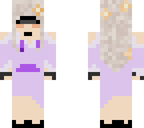 dusty blonde girl with purple dress