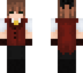 red suited brown haired person