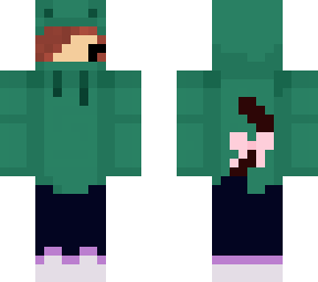 brown hair cat girl frog hoodie