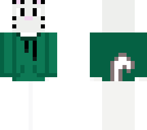 white cat in green hoodie