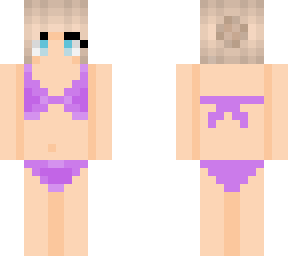 blond girl in purple bikini