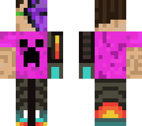 cyborg person with partially purple head