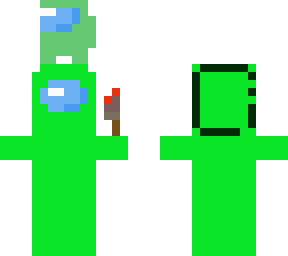 green imposter with chiled on head