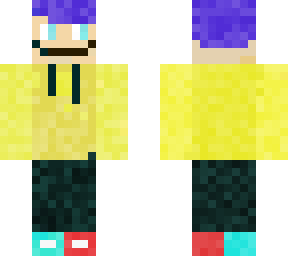 neon hair with yellow hoodie