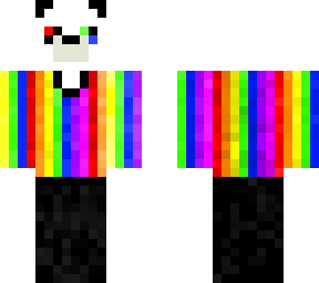panda wearing a rainbow suit