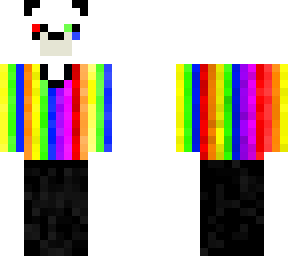 panda wearing a rainbow suit