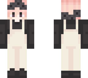 pink hair overalls black and white