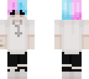 blue and pink split hair