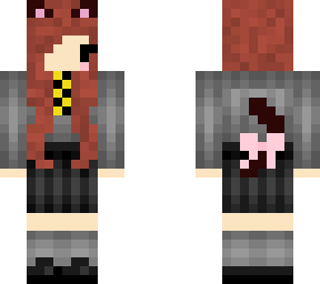 brown hair cat girl hufflepuff uniform